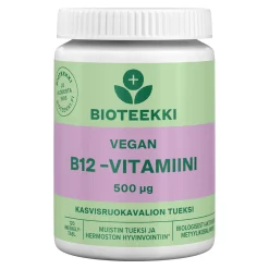 Bioteekki Vegan B12-vitamiini 500 mikrog. 120 tabl. 28 g
