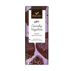 Crunchy hazelnut -raakasuklaa 56 %, 40 g