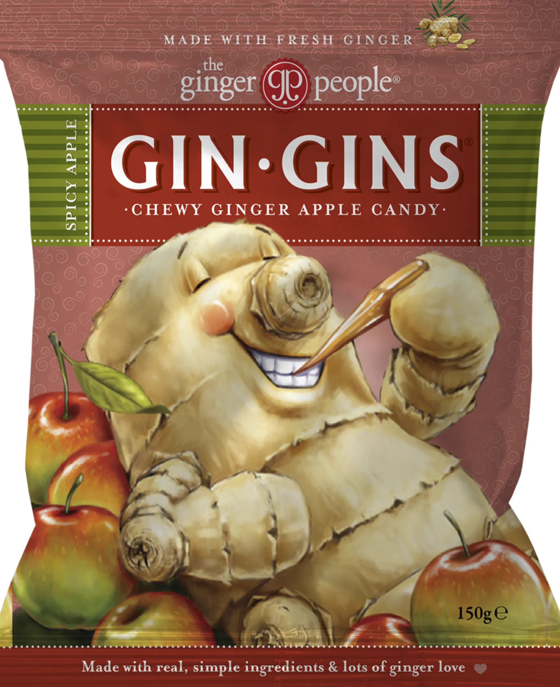 Inkiväärikaramelli, spicy apple (chewy ginger apple candy), 150 g