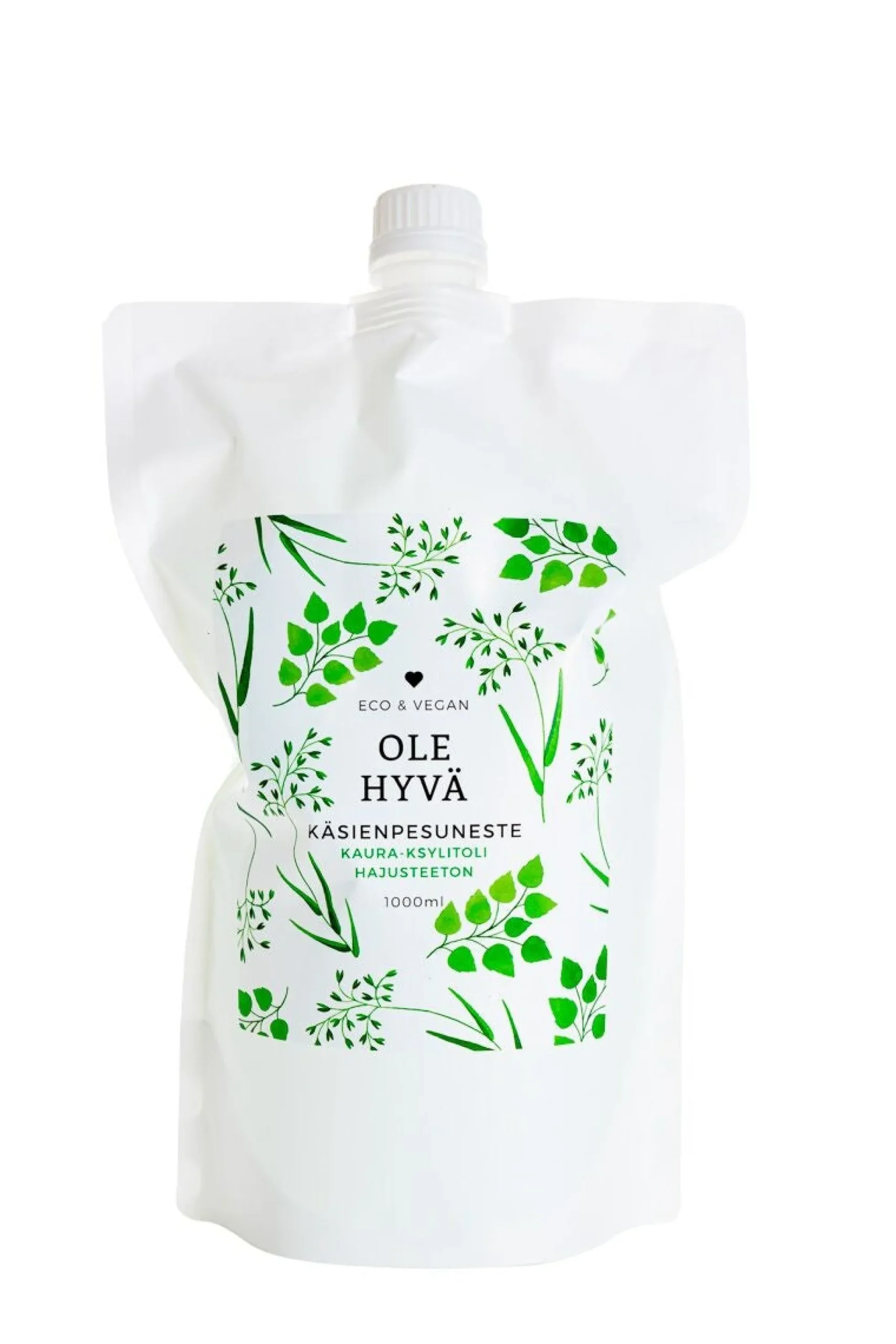 Käsienpesuneste, kaura-ksylitoli, hajusteeton, täyttöpussi, 1000 ml