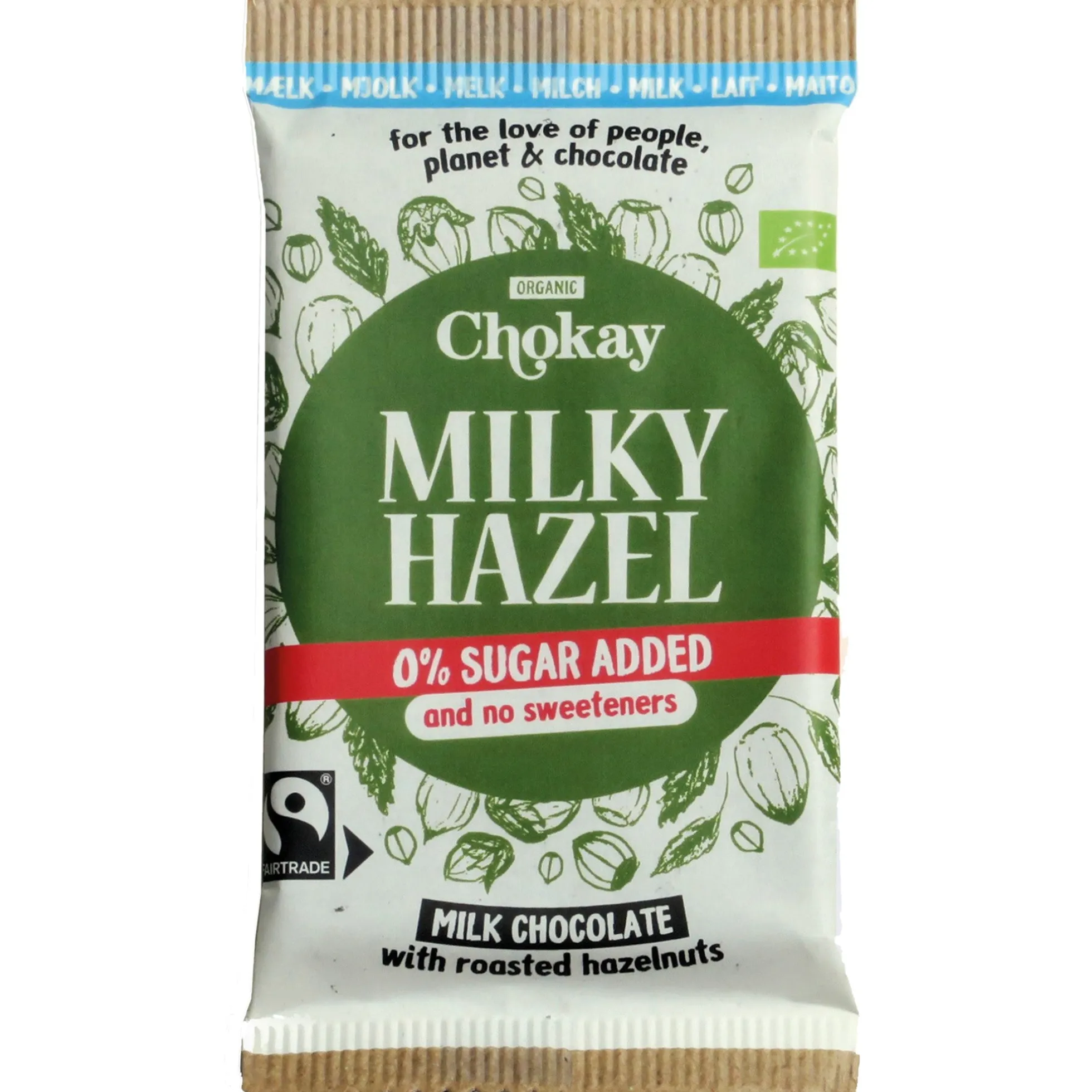 Maitosuklaa, hasselpähkinä, ilman lisättyä sokeria, 70 g