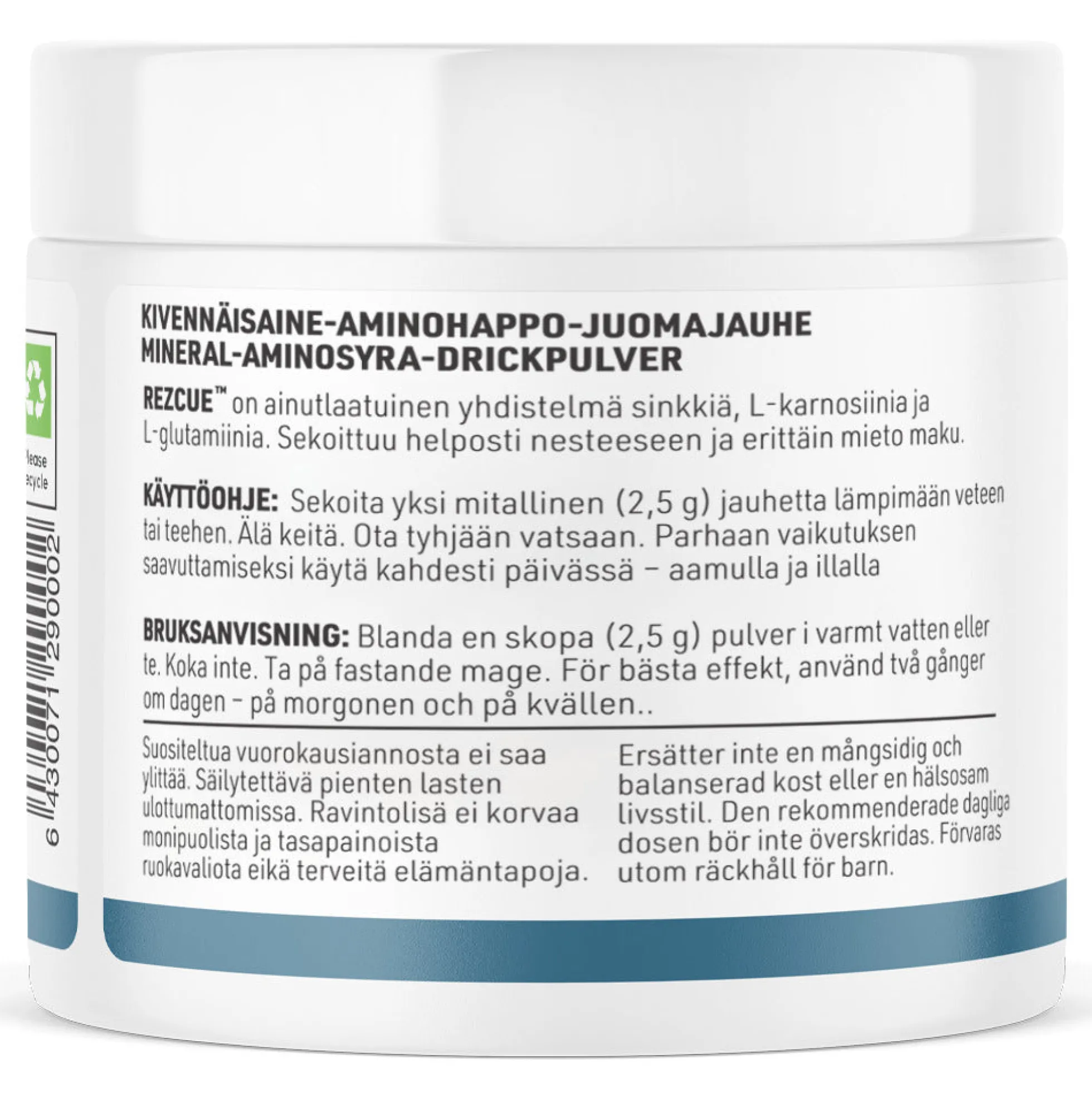 REZCUE Sinkkikarnosiini + Glutamiini, 240 g