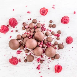 Suklaakuorrutetut vadelmat, 60 g